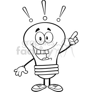 6038 Royalty Free Clip Art Light Bulb Cartoon Mascot Character With A Bright Idea clipart. Royalty-free image # 389163