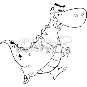 6817 Royalty Free Clip Art Black and White Angry Dinosaur Running clipart. Commercial use image # 389498