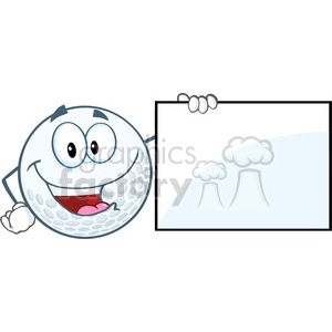 6498 Royalty Free Clip Art Happy Golf Ball Cartoon Character Showing A Sign clipart. Royalty-free image # 389670