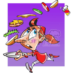 cartoon character funny comical waitress server restaurant sandwich lunch food fast+food