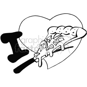 I love pizza in black and white clipart. Royalty-free image # 389798
