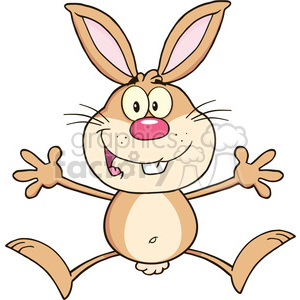 Royalty Free RF Clipart Illustration Happy Rabbit Cartoon Character Jumping clipart. Royalty-free image # 390169