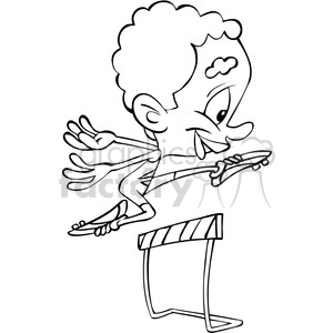 runner jumping over hurdle outline clipart.