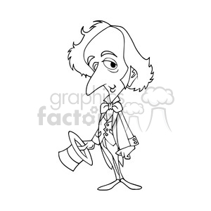 Felix Mendelssohn bw cartoon caricature clipart. Royalty-free image # 391713