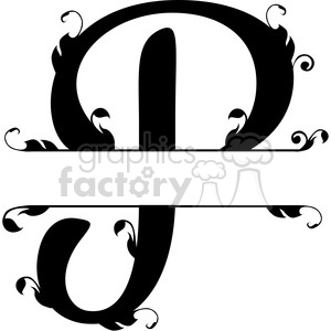split regal p monogram vector design clipart. Commercial use image # 392839