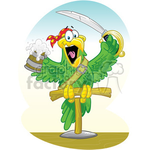 cartoon character funny pirate parrot bird outlaw comical