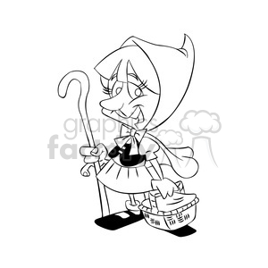 Vector Black And White Litte Red Riding Hood Cartoon Character Clipart Graphics Factory