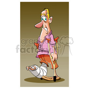 image of man with a broken leg hombre enyesado clipart. Commercial use image # 394005