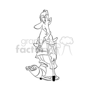 black and white image of man with a broken leg hombre enyesado negro clipart. Royalty-free image # 394015