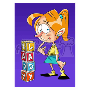 girl playing with blocks clipart. Commercial use image # 394235