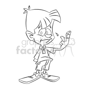 kid with hurt finger outline clipart. Royalty-free image # 394245