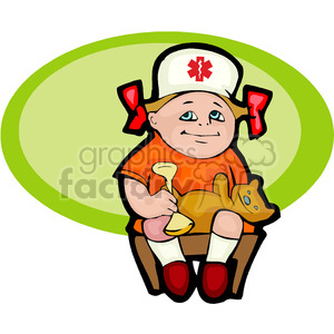 A little girl playing nurse with her teddy bear clipart. Royalty-free image # 159041