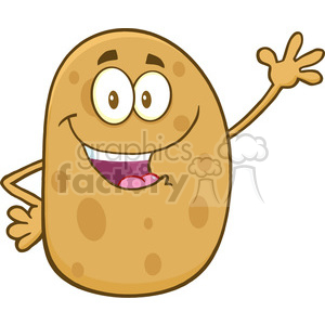 8781 Royalty Free RF Clipart Illustration Cute Potato Cartoon Character Waving Vector Illustration Isolated On White clipart. Royalty-free image # 396526