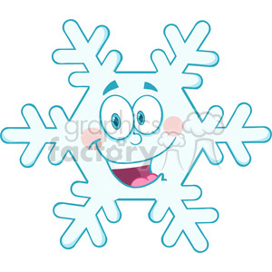 Royalty Free RF Clipart Illustration Smiling Snowflake Cartoon Mascot Character clipart. Commercial use icon # 396904
