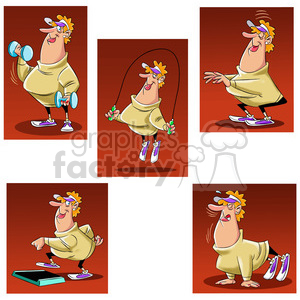 women exercising cartoon clip art image set clipart. Commercial use image # 397383