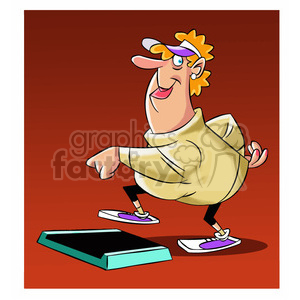 mascot character cartoon women lady exercising fitness exercise stairs steps stepping