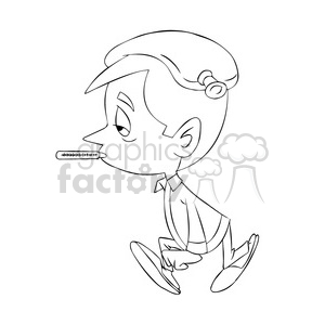 small boy feeling sick cartoon black white clipart. Royalty-free image # 397513