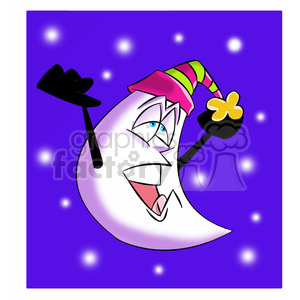 clipart - rocky the cartoon moon character yawning.