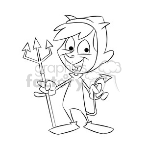 guss the cartoon character dressed as a devil black white clipart. Commercial use image # 397563
