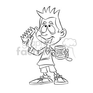 luke the teen cartoon character putting hair gel in black white clipart  #397623 at Graphics Factory.