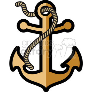 clipart - golden anchor with rope design tattoo illustration.