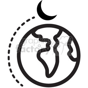 space icons black+white symbols moon orbit earth