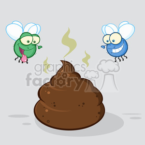 royalty free rf clipart illustration two flies hovering over pile of smelly poop cartoon characters vector illustration with backgrond .