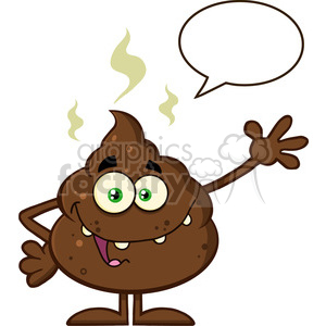 royalty free rf clipart illustration funny poop cartoon mascot character waving for greeting with speech bubble vector illustration isolated on white backgrond clipart. Royalty-free image # 399247