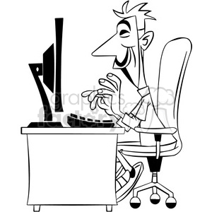 black and white vector clipart image of anonymous computer hacker .