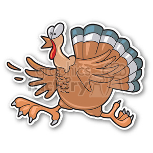running turkey sticker clipart.