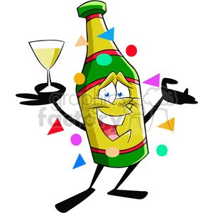 cartoon champagne bottle new years party vector art clipart.