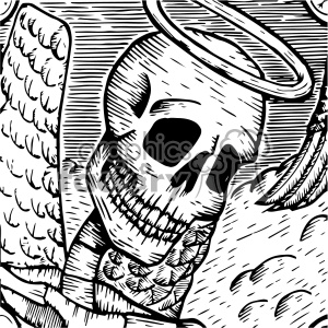 vintage retro illustration black+white skeleton bones angel anatomy body+art day+of+the+dead drunk tattoo human+skull