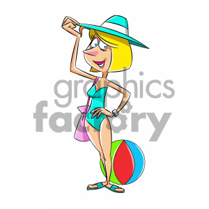 cartoon woman in swimming suit clipart. Commercial use image # 404144