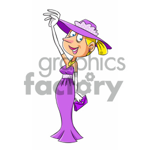 women female purple dress waving hello date