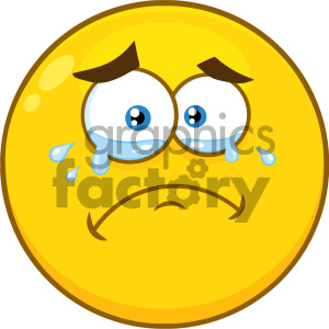 Royalty Free RF Clipart Illustration Crying Yellow Cartoon Smiley Face Character With Tears Vector Illustration Isolated On White Background clipart. Commercial use icon # 404467