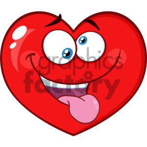 Silly Red Heart Cartoon Emoji Face Character With Expression Vector Illustration Isolated On White Background