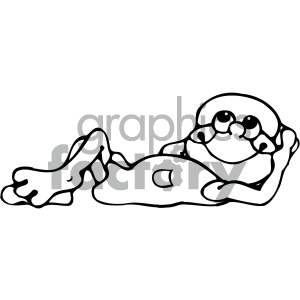 cartoon clipart frog 002 bw clipart. Commercial use image # 404773