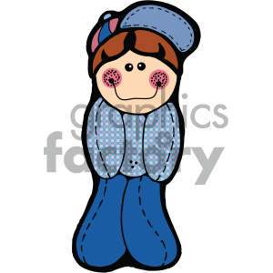 cartoon doll boy wearing blue clipart.