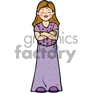 cartoon girl with arms crossed clipart.