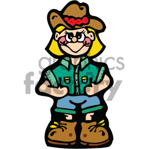 cowgirl cartoon vector art clipart. Commercial use image # 405339