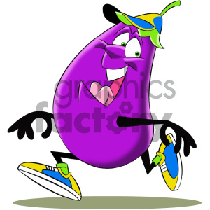 cartoon eggplant running clipart.