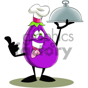 cartoon eggplant serving dinner clipart. Royalty-free image # 405608