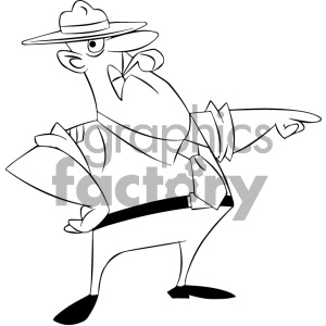 black and white cartoon sergeant character clipart.