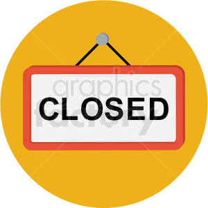 closed sign icon with yellow circle background clipart.