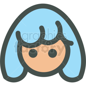 female with blue hair avatar vector icons