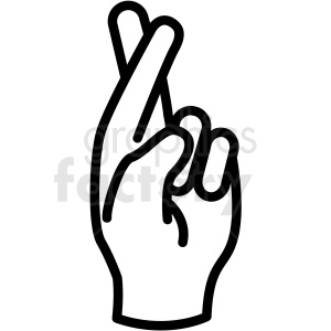 hand with fingers crossed vector icon clipart.