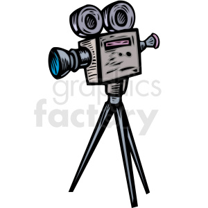 A Film Makers Camera on a Tripod clipart. Royalty-free image # 156317