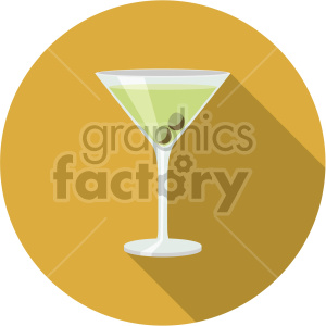 clipart - martini glass on circle background flat icons.