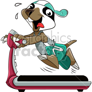 clipart - cartoon sloth running on treadmill.