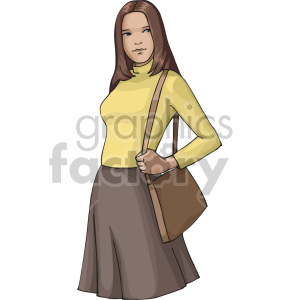cute girl with a handbag clipart. Royalty-free image # 155367